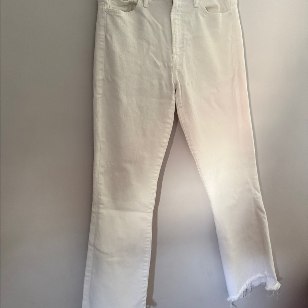 Mother Insider Crop Step Fray  Straight Jeans